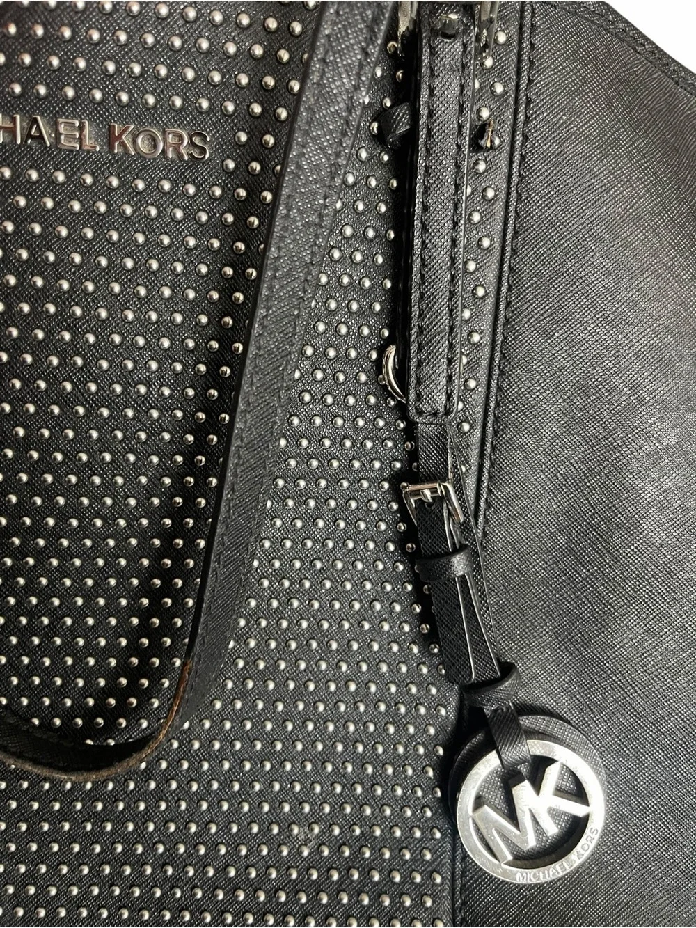 Michael Kors Black Studed Jet Set Travel Tote Bag